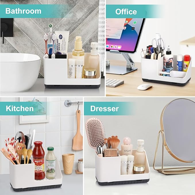 Bathroom Counter Organizer, Bathroom Organizers and Storage, Detachable Toothbrush Holders for Bathroom Vanity Sink Organizer (White) - Bloomnest