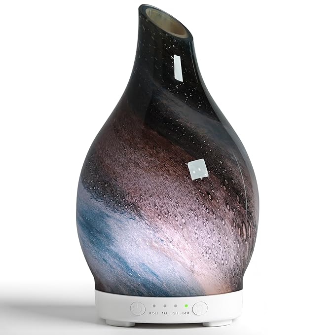 Aromatherapy Diffuser Essential Oil Diffuser - Glass Diffuser Ultrasonic Cool Mist Aroma Diffuser 150ml Scented Oil Diffuser with Auto-Off Protection & 7 Colors Night Light for Home Office Decor&Gift - Bloomnest