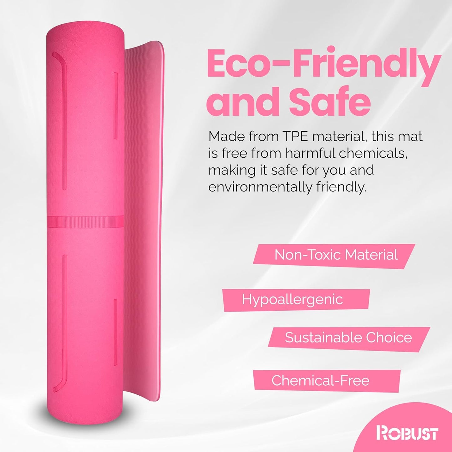 Robust Non-Slip Yoga Mat with Strap, 1/4" Thick TPE Eco-Friendly Workout Mat for Yoga with Position Lines and Texture Surface, Gym Mat for Women, Men, Pilates and Exercises Anti-Tear Sweat-Proof Exercise Mat