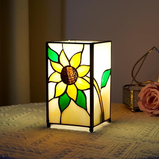 Tiffany Lamp Stained Glass lamp Small Bedside Table Lamps for Living Room Home Decor,Girls Women Birthday Christmas Thanksgiving Day Gift,Sunflower - Bloomnest