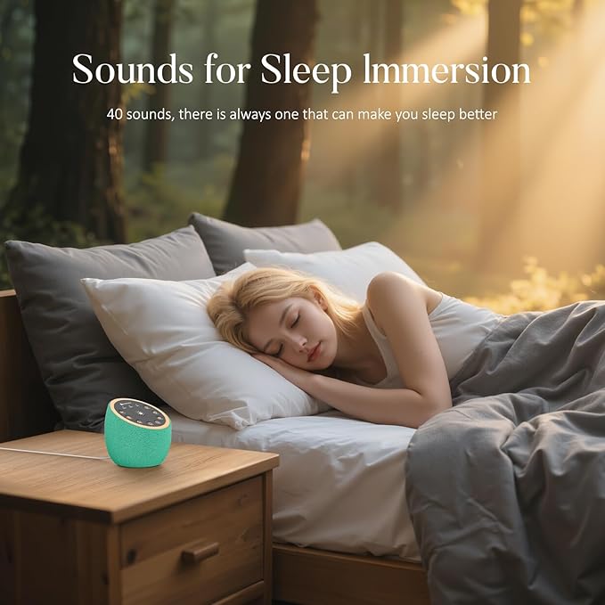 Hotmoon Sound Machine with 40 High-Fidelity Sounds, White Noise Sound Machine with Memory Functions, 8 Color Night Light, USB Power Supply, for Sleep & Noise Reduction Sleep Aid, Plug-in - Bloomnest