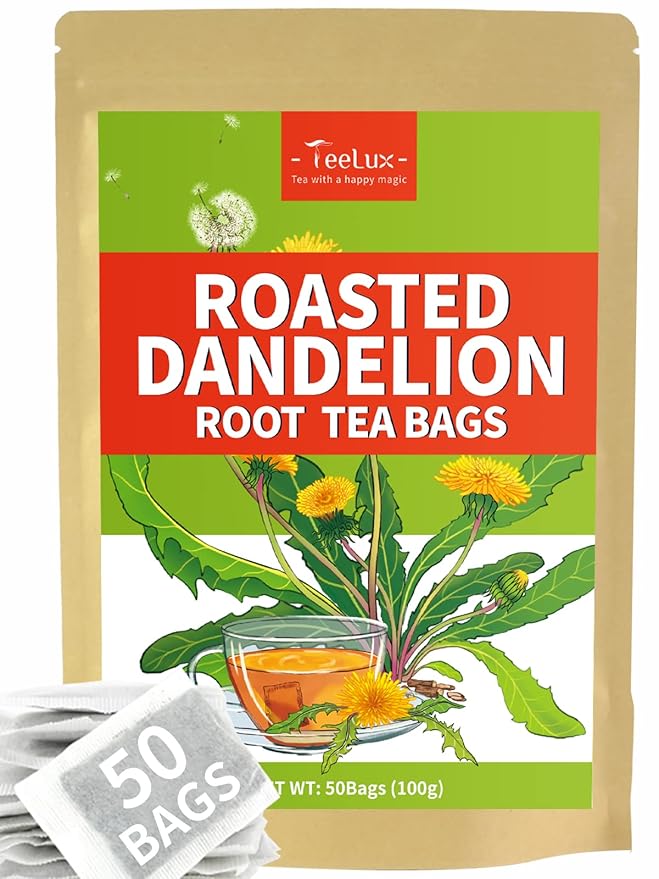 TeeLux Roasted Dandelion Root Tea Bags, Premium Natural Dandelion Root Herbal Tea, Caffeine Free, 50 Tea Bags - Bloomnest