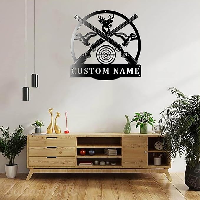 Lovely POD Personalized Hunting Metal sign, Hunting Art, Custom Sport Hunting Monogram Metal Wall Art With Led Lights, Personalized Hunter Name Sign Decoration, Hunting Gift Home Decor, Design 17 - Bloomnest