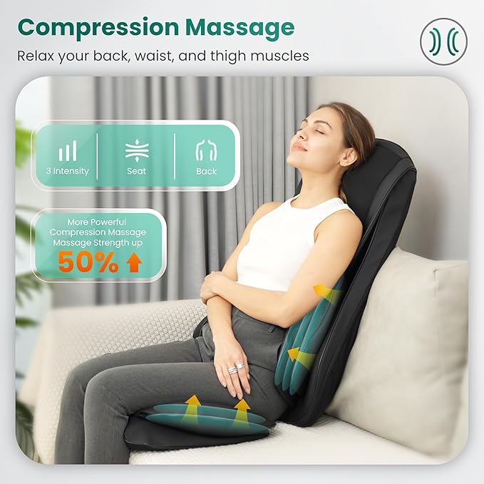 Snailax Shiatsu Neck Back Massager with Heat, Massage Chair Pad with Compression, Height-Adjustable Neck Massage Rollers Chair Seat Massager, Gifts for Men, Women - Bloomnest