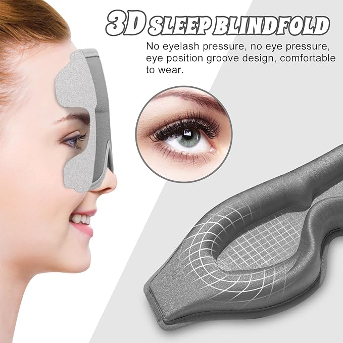 3D Advanced Eye Mask for Sleeping，Ultra Delicate Soft Skin Friendly Eye mask，100% Blackout Sleep Eye Mask for Sleep, Eyelash Extension Sleep mask - Bloomnest