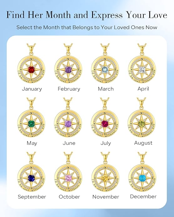 S925 Necklace Gift for Wife |Compass Jewelry |Women Anniversary |Sterling Silver |Girlfriend Birthday Gifts for Her Valentines |I'd be Lost without You |Jewel 18K Gold - Bloomnest