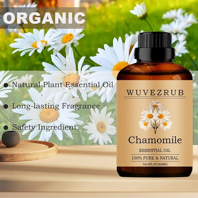 Chamomile Essential Oils 240ML, 100% Pure and Natural Essential Oil for Aromatherapy Diffuser - 8 Fl Oz/Chamomile WUVEZRUB