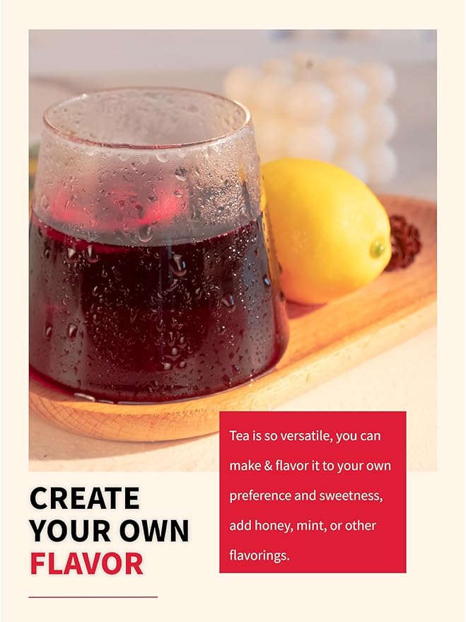 TeeLux Hibiscus Iced Tea, Family Sized Hibiscus Tea Bags, Natural Hibiscus Flowers Herbal Tea, Refreshing Tart Flavor, Caffeine Free, 20 Count - Bloomnest