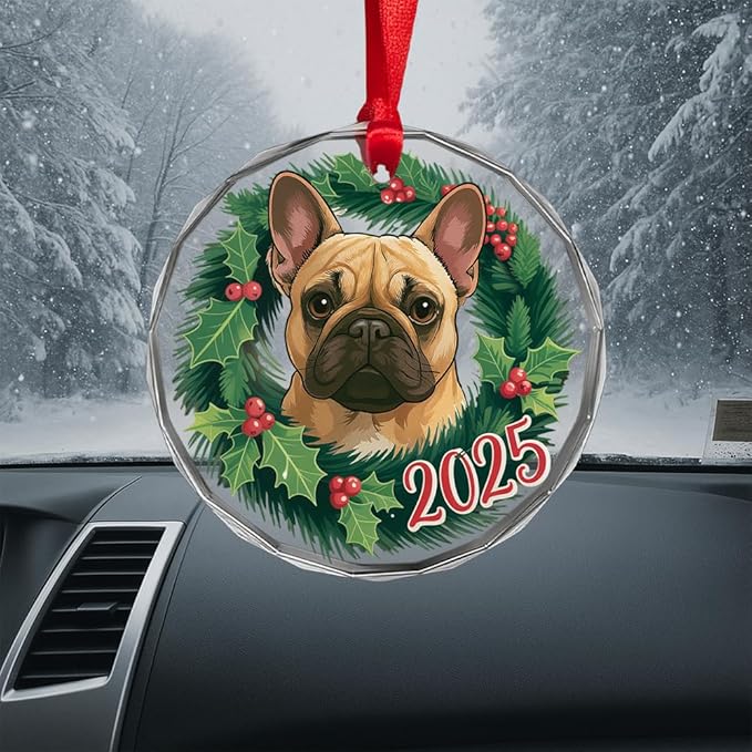 French Bulldog Glass Ornament – Handcrafted Hanging Decoration, Elegant Keepsake with Unique French Bulldog Design, for Home, Holiday Tree, or Special Occasion - Bloomnest
