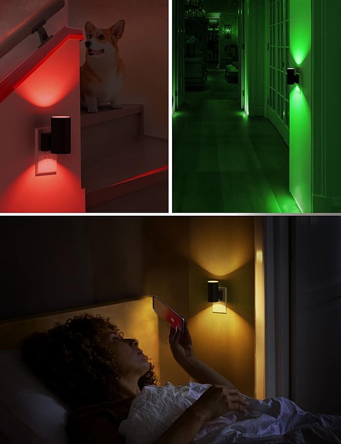 L LOHAS LED Night Light, Night Lights Plug into Wall, Color Changing Nightlight RGB with Light Sensor, Home Decor for Kids Gifts, Halloween, Christmas, Holiday, Hallway Bedroom Kids Room, 2 Pack - Bloomnest