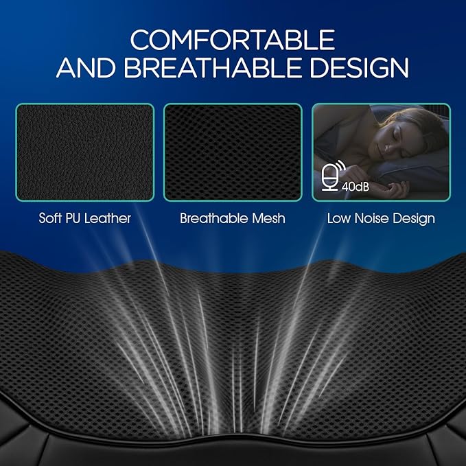VOYOR-HEALTH Shiatsu Neck and Back Massager, Electric Deep Tissue 4D Kneading Massage with Heat for Shoulder, Lower Back, Leg and Body Muscle Pain Relief, Home & Office Use(Dark Black)