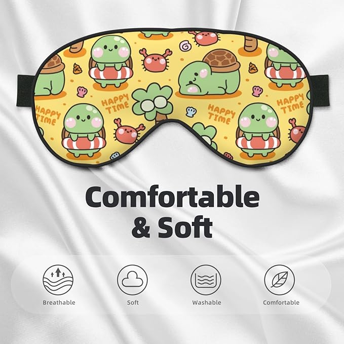Sleep Eye Mask Cute Turtle Cartoon Marine Animal Sleep Mask for Women Men Comfortable Eye Mask with Adjustable Strap Soft Eye Cover Blindfold for Travel Yoga Nap Shift Work - Bloomnest