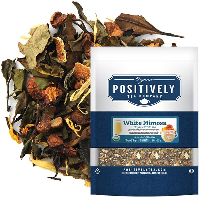 Organic Positively Tea Company, White Mimosa White Tea, Loose Leaf, 16 Ounce - Bloomnest