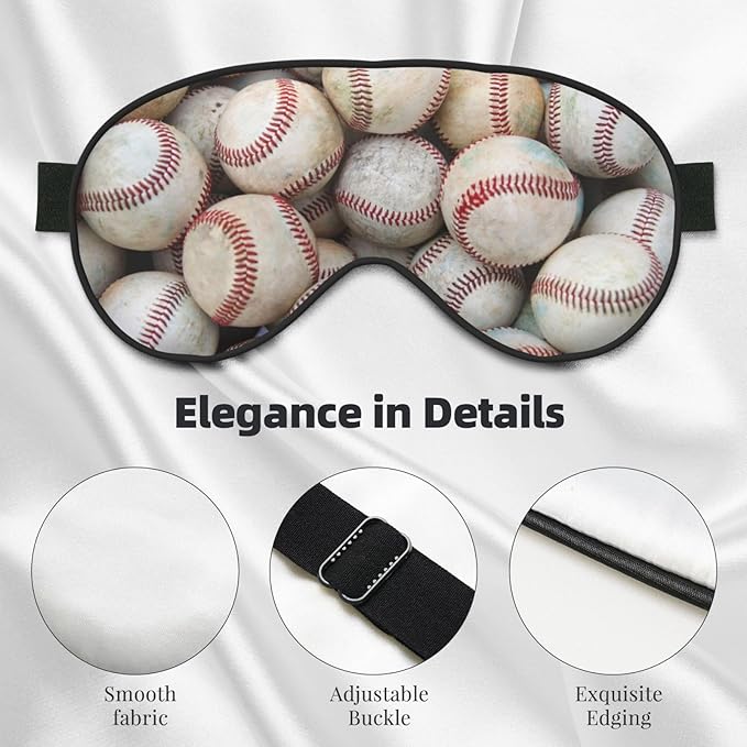 Nostalgic Baseballs Sleep Mask for Women & Men - Comfortable Eye Mask with Adjustable Strap - Soft Eye Cover Blindfold for Travel, Yoga, Nap, Shift Work - Bloomnest