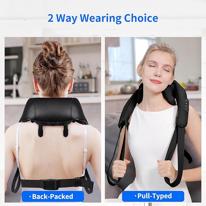 Neck Massager with Heat - Cordless Shiatsu Neck and Back Massager for Pain Relief Deep Tissue, Rechargeable 6D Kneading Brushless Motor Shoulder Massage Gifts for Women Men Home Office Car Christmas - Bloomnest