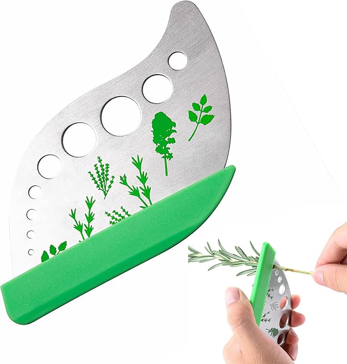 9 Holes Herb Leaf Stripper Tool, 304 Stainless Steel Kitchen Herb Leaf Stripping Tool, Fresh Herb Chopper, Remover Leaf Tool for Chard, Collard Greens, Parsley, Basil, Taragon, Thym - Bloomnest