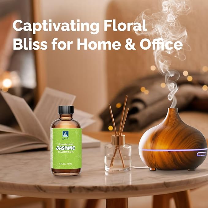 Jasmine Essential Oil 4 Oz, 100% Pure Jasmine Oil for Diffuser, Skin, Hair, Body & Face, Perfume, Floral Scent for Relaxation, Aromatherapy & Massage - Bloomnest