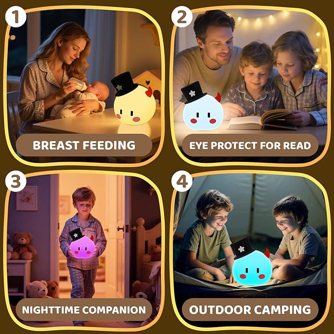 Monster Night Light for Kids, 8-Color Modes & Voice Controlled Light Lamps, Cute Soft Touch Silicone Portable Rechargeable Touch Nightlight for Breastfeeding, Bedroom Decor, Boys and Gifts for Girls - Bloomnest