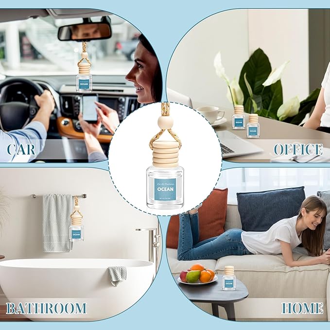 AROIC Car Air Freshener 6 Pack, Long Lasting Fresh Aroma Diffuser Set for Men & Women, Natural Essential Oil Fragrance Diffuser for Removing Odors, Auto Interior Decor Accessories Unisex (Ocean Scent) - Bloomnest
