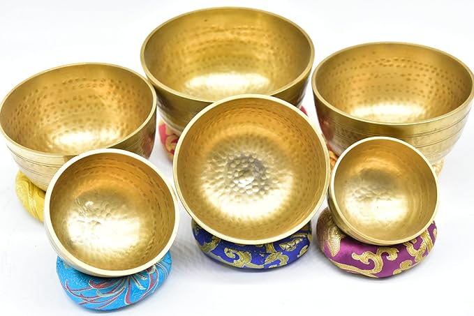 Set of 7 Chakra singing bowl- All in one- Handmade, healing bowls from Nepal-Meditation Bowl,Healing, Great for Meditation, Yoga, Sound Bath, Mindfulness, Relaxation ~ Cushion, Wooden Mallet GKCOKukriHouse