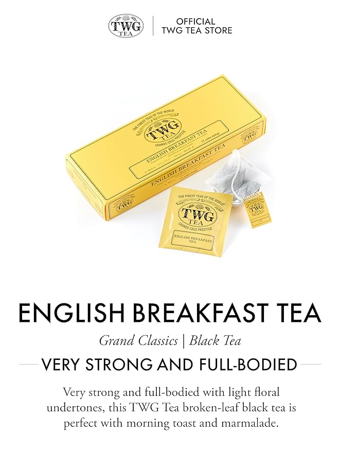 TWG Tea | English Breakfast Tea | Black Tea | Floral Undertones | 15 Hand Sewn Cotton Teabags | Gift Set - Bloomnest