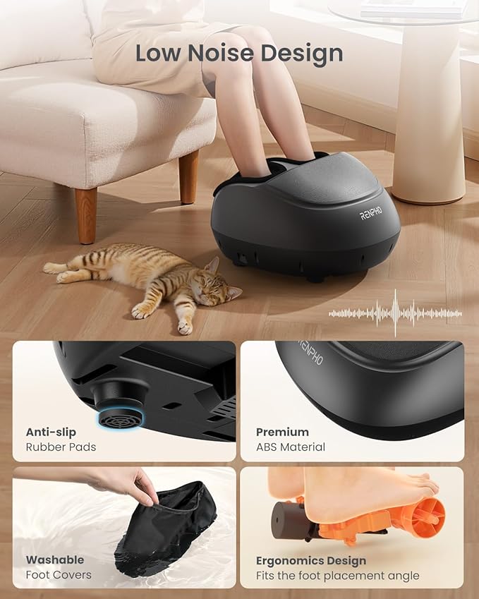 RENPHO Foot Massager Machine [2026 Upgraded], Shiatsu Foot Massager with Heat, True Full Foot Massage, Deep Kneading Plantar Fasciitis Massager for Women Mom Men Dad, Fits Up to Size 13