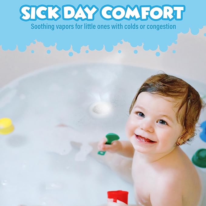 Tub Works® Vapor Bath Bombs for Toddlers & Kids, 12 Pack | Natural Essential Oils for Aromatherapy | Calming Eucalyptus Bath Bomb with Lavender & Menthol for Cold, Flu & Congestion Relief - Bloomnest
