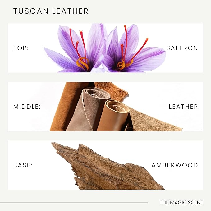 The Magic Scent Tuscan Leather Diffuser Oil - Hotel & Home Luxury Scents - Diffuser Oil Scents for Home Designed for Use in All Diffusers - 8.5 fl oz, 250 mL - Bloomnest