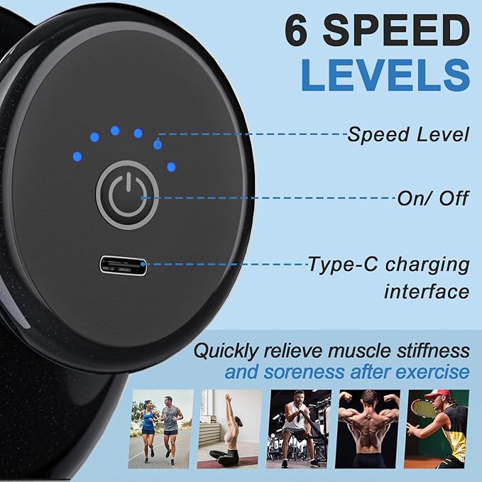 DEITY 4 Heads Handheld Massage Gun Deep Tissue, Electric Body Massager, Percussion Muscle Massager for Easing Shoulder and Back Tension, with Reverse Thrust Function, Black - Bloomnest