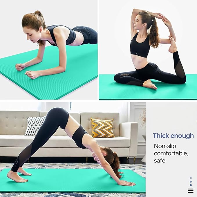 Yoga Mat Non Slip NBR Thick Yoga Mat, 72"L x 32"/24"W x 0.6"/0.4"TH (185cm x 80cm/61cm x 15mm/10mm), Anti-Tear Exercise Mat with Carrying Strap and Bag, Workout Mats for Yoga, Pilates, Floor Exercises - Bloomnest
