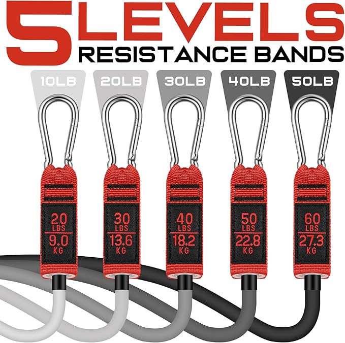 WALITO Resistance Bands Set - Exercise Bands with Handles, Door Anchor, Legs Ankle Straps, for Heavy Resistance Training, Physical Therapy, Muscle Training, Yoga, Home Workouts, Gym - Bloomnest