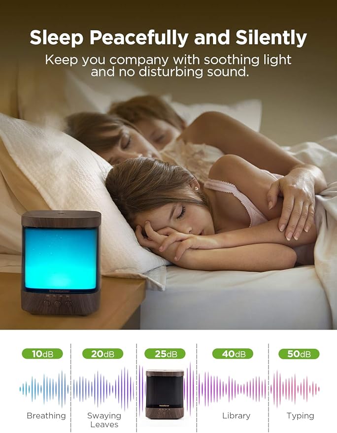 InnoGear Diffusers for Essential Oils, 300ml Oil Diffuser Aromatherapy Diffusers Aroma Ultrasonic Cool Mist Humidifier 4 Timers Color Changing Lights Auto-Off, Brown - Bloomnest