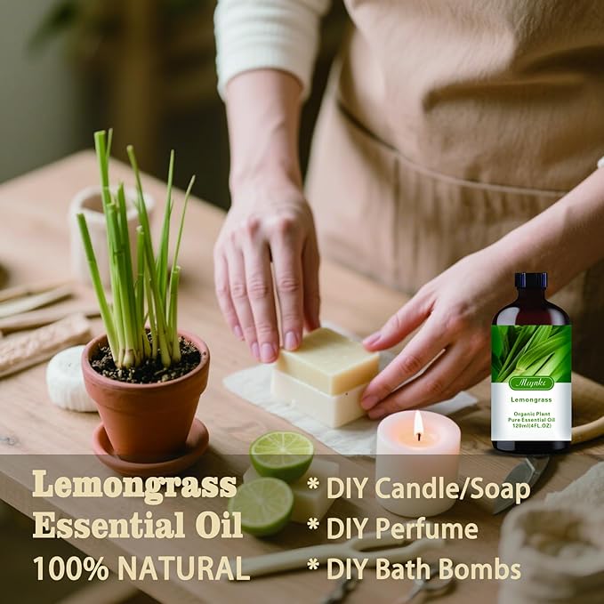 Lemongrass Essential Oil-Lemongrass Fragrance Oil 4.33oz (130ml)-100% Pure Natural Scent for Diffusers, Candles, Soap Making & Aromatherapy-Relaxing Home & Gift Essential Oil for Bath, Massage - Bloomnest