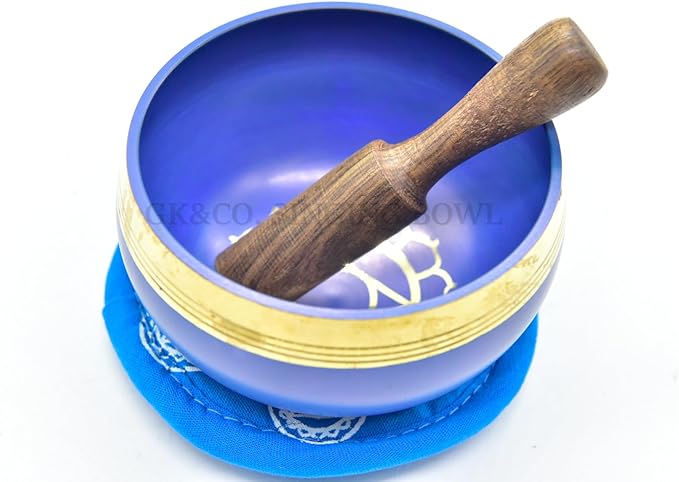 GK&CO. 3 Inch Sky Blue Color Chakra Tibetan singing bowls set, choose your favorite chakra bowl, improve your chakra meditation practice (ThroatChakra) - Bloomnest