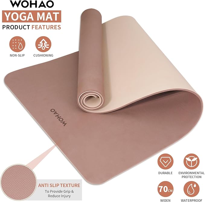 Extra Wide & Thick 8mm Yoga Mat, 72"x31.5" Large Non Slip Exercise Mat, Premium POE Material for Superior Cushioning & Stability, with Strap for Home Gym, Pilates - Bloomnest