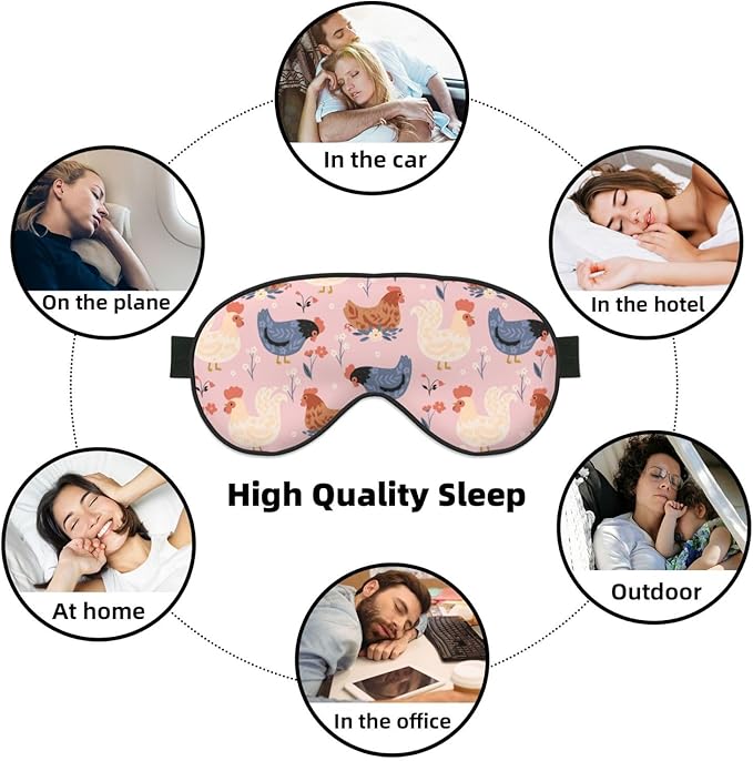 Sleep Mask Cute Chickens and Flowers Comfortable Eye Mask with Adjustable Strap Soft Eye Cover Blindfold for Travel Yoga Nap Shift Work - Bloomnest