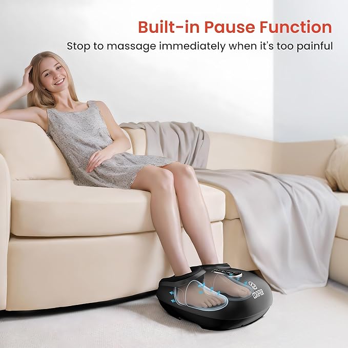 COMFIER Shiatsu Foot Massager with Heat, Compression Kneading Rolling,Vibration, Remote Control,Pause Function,Feet Massage for Neuropathy,Plantar Fasciitis,Home,Office,Gifts for Dad, Mom, Presents - Bloomnest