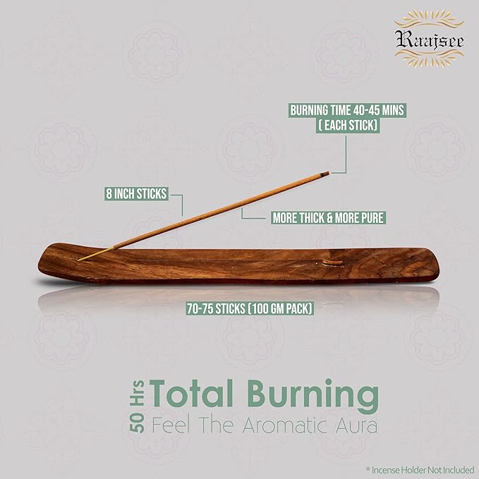 White Sage Incense Sticks for Cleansing 100 gm Pack - 100% Natural -Charcoal Free - Organic Non Toxic Clean Burning - Made from Upcycled Flowers RAAJSEE