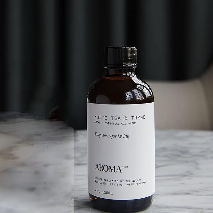 AromaTech The Hotel & White Tea & Thyme Set | Aroma Diffuser Essential Oils Blend of Peach, Red Rose, Pine, White Tea, Thyme, Amber - 120 Milliliter - Bloomnest