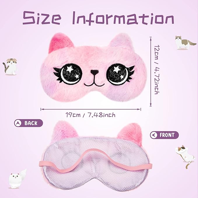 3 Pieces Sleep Mask for Kids, Girls Plush Sleeping Eye Cover Soft Eye Blindfold Cover Animal Shade for Kids(Purple, Big Eyes Style) - Bloomnest