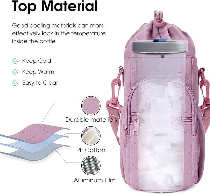 sportsnew Water Bottle Holder with Strap 32oz 40oz Insulated Water Bottle Carrier Sling Bag with Phone Pocket Crossbody sportsnew