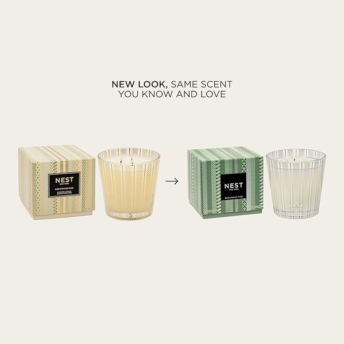 NEST New York Scented 3-Wick Candle, Birchwood Pine - 21.2 oz - Up to 100-Hour Burn Time - Reusable Glass Vessel - Bloomnest