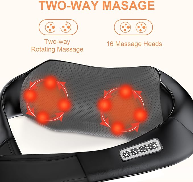 Neck Massager,Gifts for Women Men Mom Dad - Shiatsu Back and Neck Massager,Shoulder Massager Deep Tissue with Heat,Electric 4D Massage Pillow(NOT Cordless)