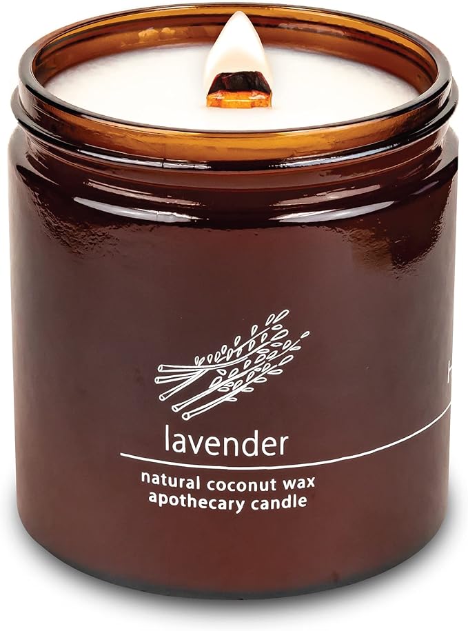 Hemlock Park Crackling Wood Wick Candle Handcrafted with Natural Coconut Wax (Large 16 oz, Lavender) - Bloomnest