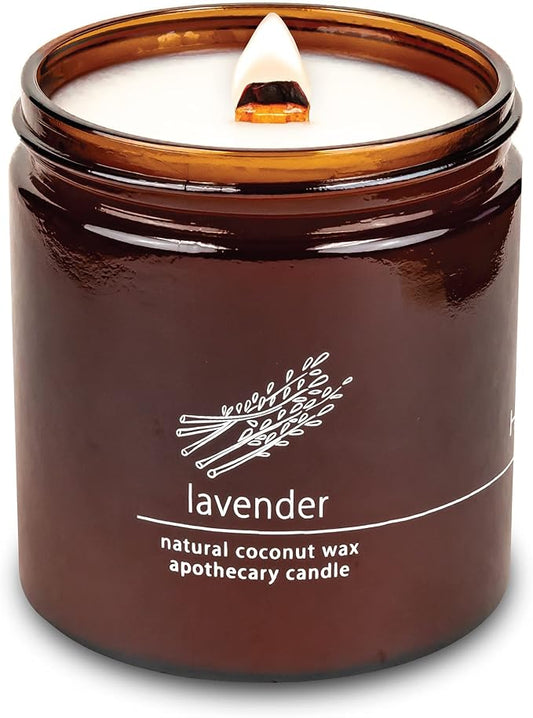 Hemlock Park Crackling Wood Wick Candle Handcrafted with Natural Coconut Wax (Large 16 oz, Lavender) - Bloomnest