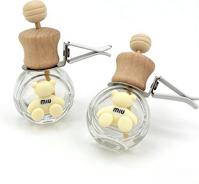 2 Pack Car Air Freshener Diffuser Bottle Refillable Empty Glass Perfume Bottle with Vent Clip, Drift Car Air Freshener Clip Essential Oil Diffuser for Car Oil Diffusers Interior Decor-A3 - Bloomnest