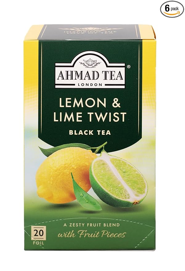 Ahmad Tea Lemon & Lime Twist Black Tea, 20-Count Boxes (Pack of 6) - Bloomnest
