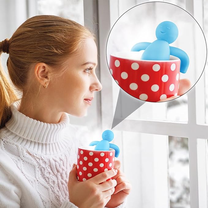 Hicarer 2 Pieces Tea Infuser for Loose Tea Cute Fine Mesh Tea Strainer Stainless Steel Tea Filter Ball Tea Diffuser Steeper for Teacups Teapots (Blue,Orange)