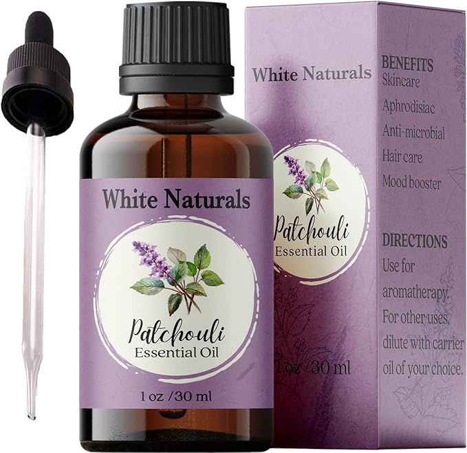 White Naturals Patchouli Essential Oil – 100% Pure & Natural, Earthy Aromatherapy Oil for Relaxation, Skin Care, & DIY Products, 1oz - Bloomnest