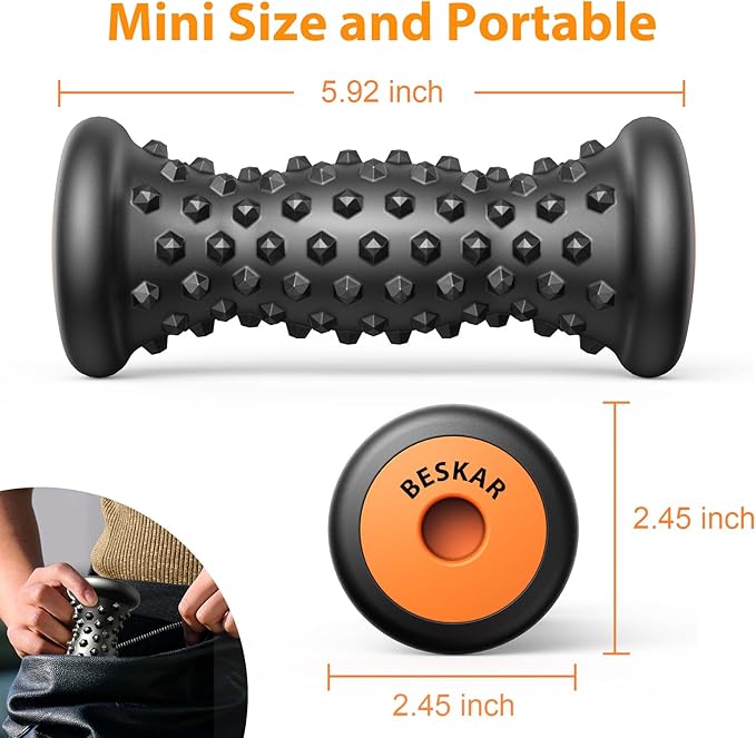 BESKAR Foot Massager Roller for Plantar Fasciitis Relief, Portable, Deep Tissue Muscle Massage, Foot Arch and Heel Pain, Reflexology Tool - Bloomnest